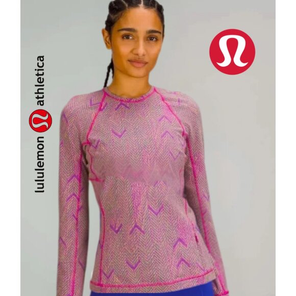 lululemon athletica Tops - Lululemon Pink And Purple Chevron Pattern Long Sleeve Top Size 10